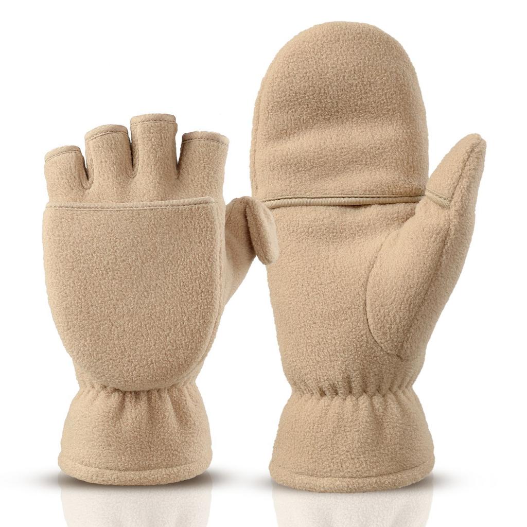 Warm Gloves for Men and Women Fleece Fleece Gloves Half Finger Writing Takeaway Cycling Couple Photography Winter Gloves