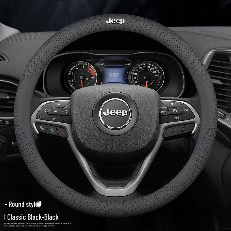 Универсальная Натуральная Кожаная Накидка на Руль для Jeep Cherokee, Wrangler, Compass, Renegade - Всесезонное Использование