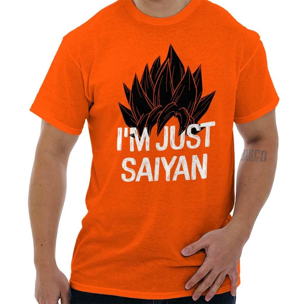 Funny Anime Manga Pun I'm Just Saiyan Joke Womens or Mens Crewneck 100% Cotton T-shirt Mens Tees Top Tee