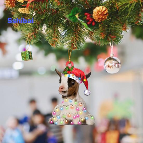 Рождественские подвесные украшения в виде животных Коза Утка Кошка Панда Корова Акриловый многоразовый праздничный декор Рождественская елка Орнамент Подвеска Праздничные принадлежности Подарок