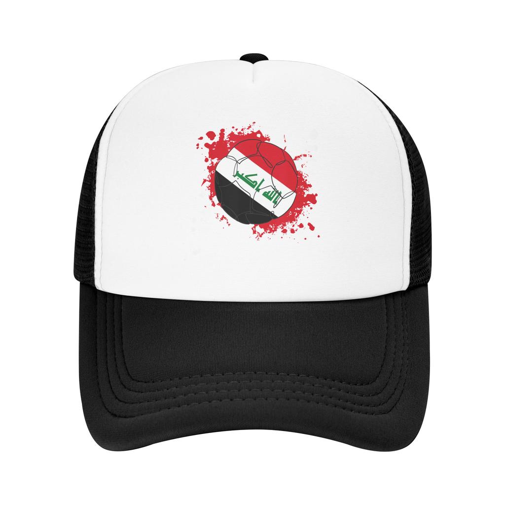 Iraq Flag Iraqi Soccer Football Mesh Baseball Caps Unisex Fashion Trucker Hat Hat Adjustable Summer Trucker Hat