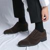 Fashion Brand Men's Fashionable Matte Leather Three Joint Pointed Business Dress Leather Shoes Fashionable Men's Lace Up Groom's Wedding
