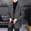 Men Suit Coat Lapel Long Sleeve Two Buttons Business Jacket Slim Fit Solid Color Autumn Winter Woolen Outerwear