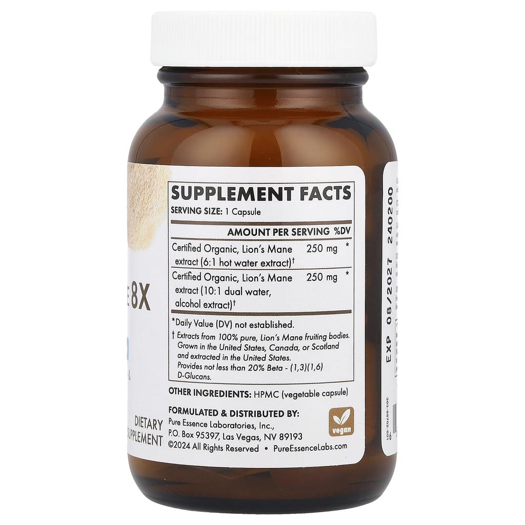 Mypure™, Reishi Mushroom 8X, Maximum Strength, 60 Veggie Caps