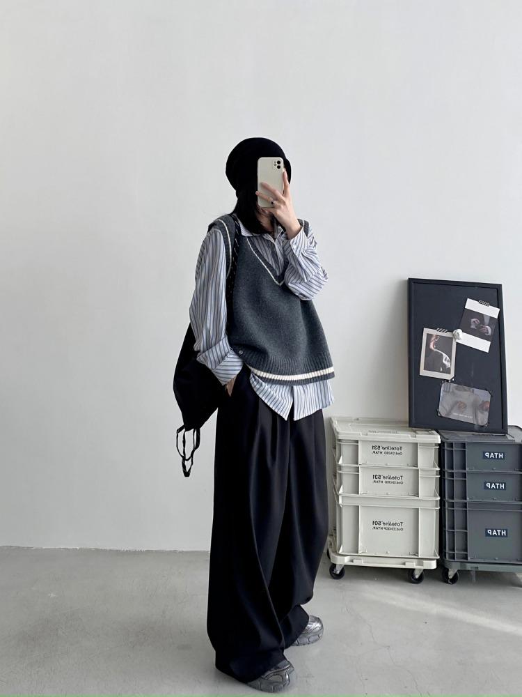 Y2k оверсайз черный костюм брюки винтажные женские мешковатые корейские модные брюки Harajuku уличная одежда в японском стиле брюки