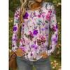 Women's 3D Colorful Floral Print T-shirt Fashion Long Sleeve Round Neck Regular Tops Holiday Weekend Spring Autumn