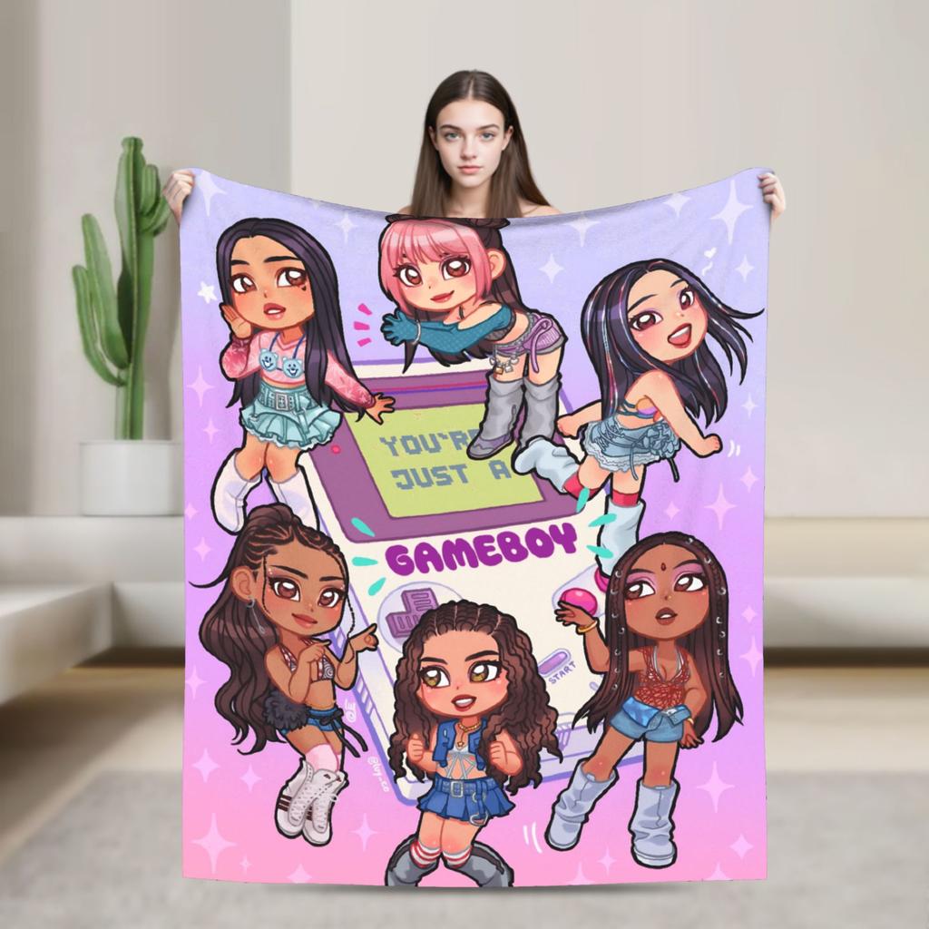 Katseye Kpop Фланелевые одеяла Зима Мягкие Прочные Постельные покрывала для детей Уличные Графические Покрывала Покрывало на диван-кровать