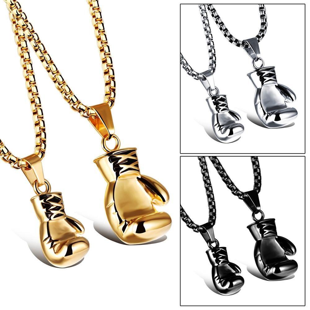 Fashion Mens Boys Gift Stainless Steel Chain Necklace Choker Boxing Glove Pendant