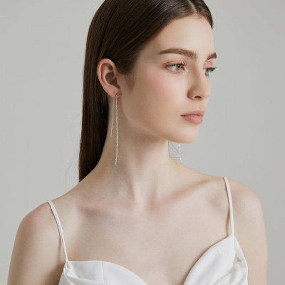 925 Silver Twinkle Chain Long Drop Earrings