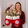 2026 Christmas Wreath Outdoor Mitten Artificial Holiday Garland With LED Lights Holiday Decorations With Red Berries Pine Cones