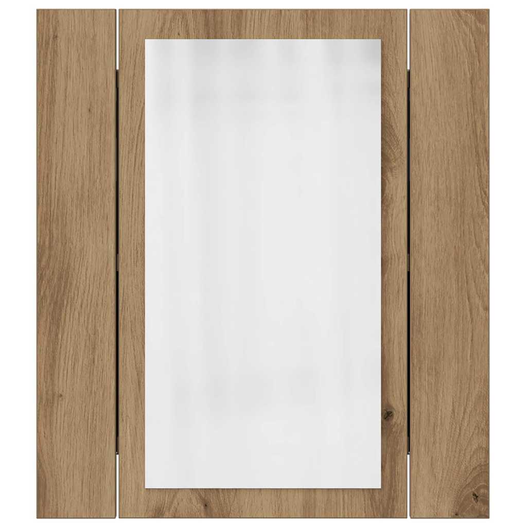 Vidaxl Szafka Łazienkowa Z Lustrem I Led, Dąb Artisan, 40X12X45 Cm