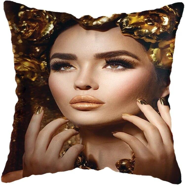 Наволочка для спальни, черно-золотая африканская женская подушка для гостиной, декоративная подушка