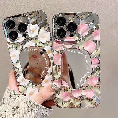 Зеркальный чехол для телефона Make UP для Samsung A55 5G Galaxy A54 A15 A35 A34 A33 A32 A53 A52s A51 A16 A04 A13 A12 Цветочные чехлы Funda