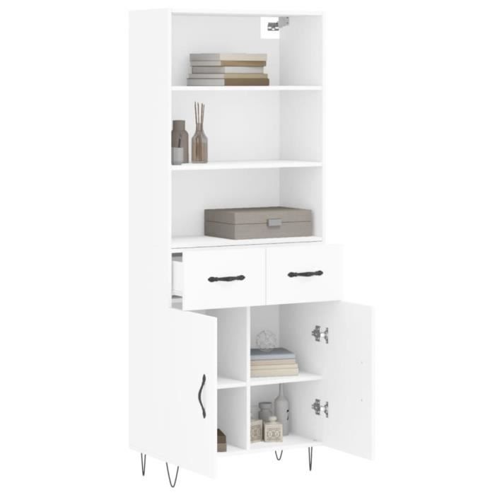VidaXL Buffet haut Blanc 69,5x34x180 cm Bois d'ingénierie 3200545