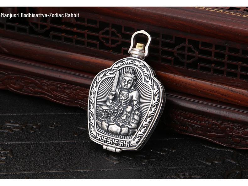 S925 Sterling Silver Zodiac Buddha & Guardian Deities Openable Pendant