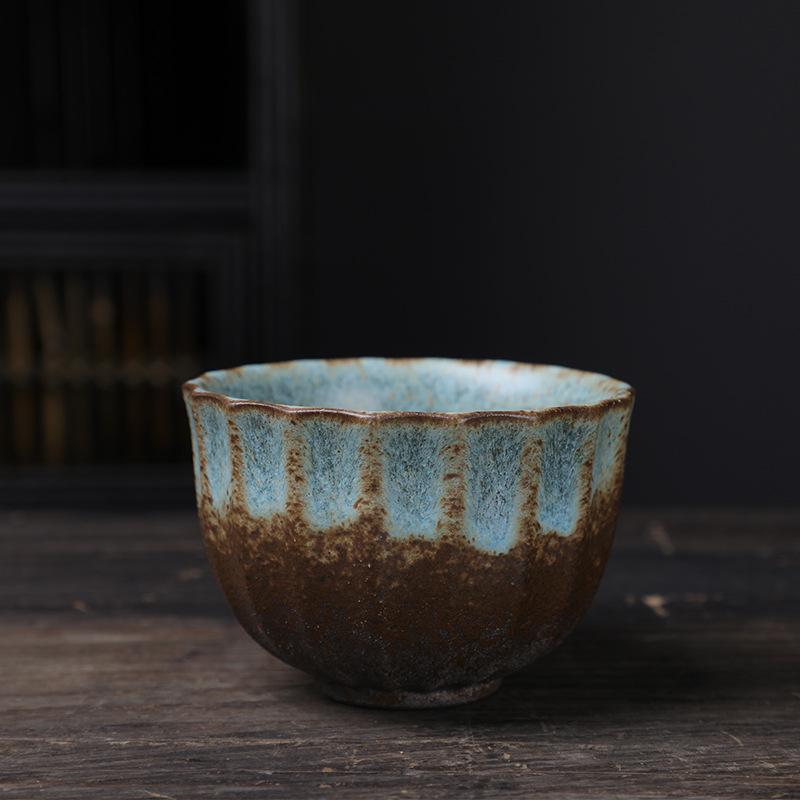 Ceramic cup single cup Kung Fu tea set accessories teacup Japanese tea bowl household simple retro coarse pottery tea cup