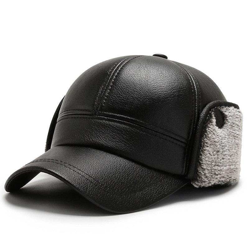Новая кожаная шляпа средняя и старая зимняя теплая утолщенная папина шляпа для занятий спортом на открытом воздухе защита от холода кепка мужчина