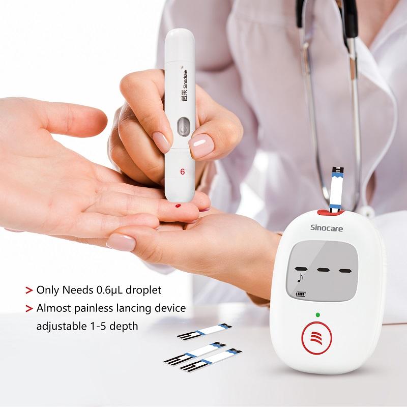 Sinocare Безопасный глюкометр AQ-Voice с 25/50/100/200 тест-полосками и ланцетами для диабета с голосовым напоминанием и световым предупреждением