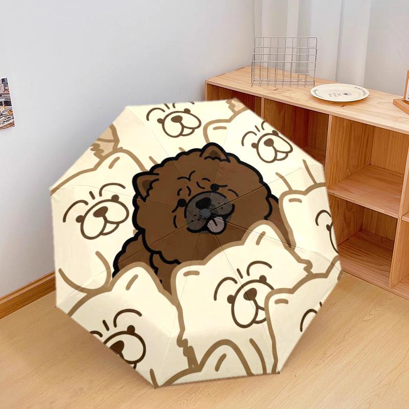 1 шт. chow Автоматический складной зонт - Мультяшный узор, Портативный и складной дизайн с 8 спицами, Рождественские и Новогодние подарки