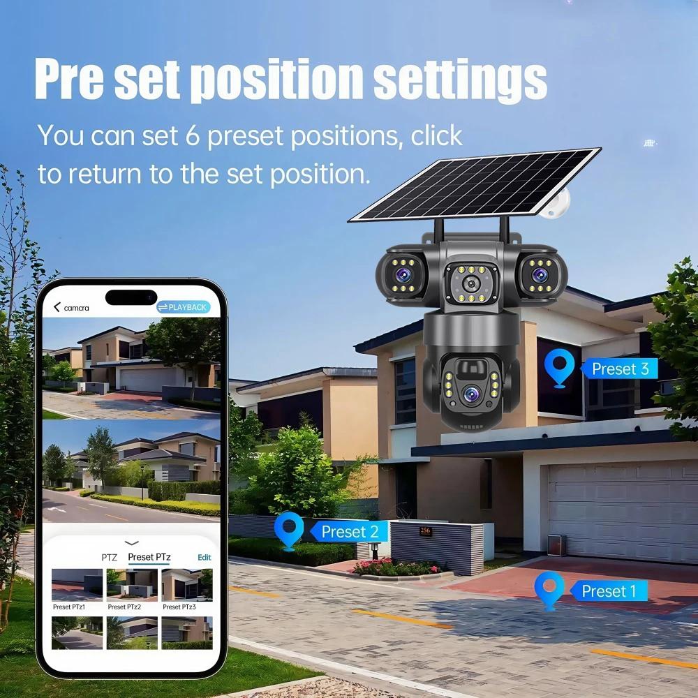 LS VISION Уличная 4G солнечная камера, 6K с питанием от аккумулятора PTZ 12 МП камера видеонаблюдения для дома, обнаружение движения PIR, цветное ночное видение, видеонаблюдение
