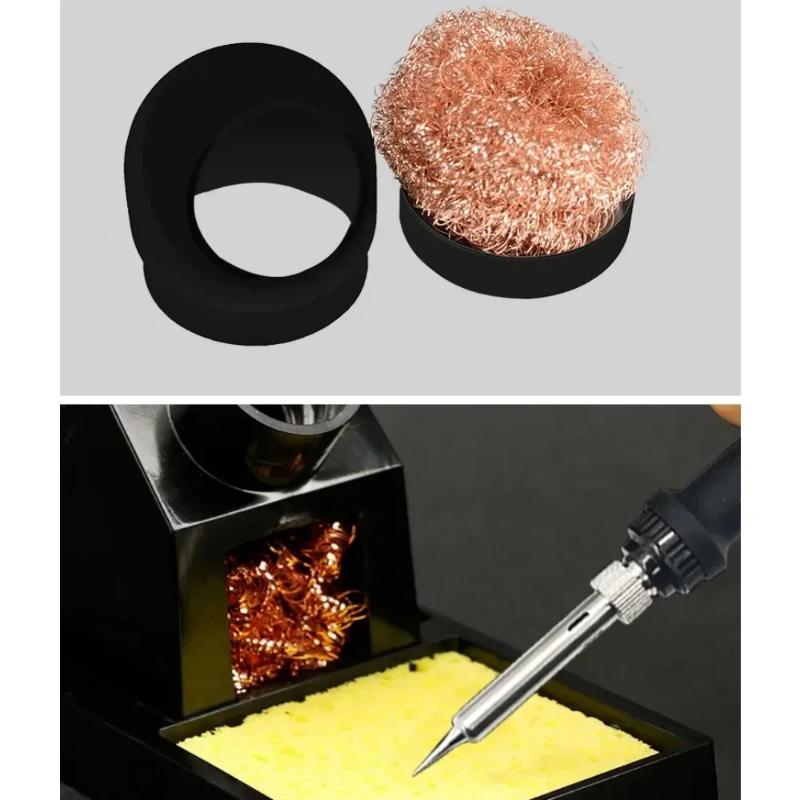 Soldering Iron Tip Cleaner Easy to Clean Copper Wire Mesh Metal Base No Temperature Drop for Small Welding Jobs