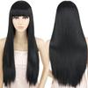 MERISIHAIR Long Straight Pink Wig with Bangs Synthetic Wigs for Women Black Blue Cosplay Wigs Heat Resistant Wig