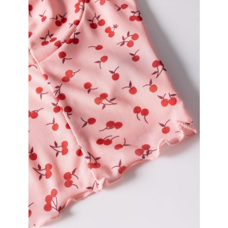 Женский топ-комбинезон с сетчатым кружевом и принтом вишневого цвета