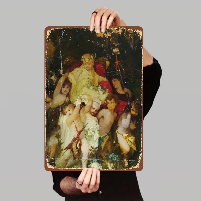 European Retro Mythological Character Iron Painting Living RoomWall Art Decorative Hanging Mural
