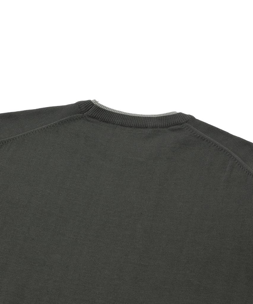 GNOK Layered Round Short Sleeve Knit [Charcoal]