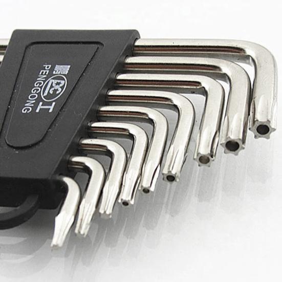 9 шт. Torx L-образный шестигранный ключ, гаечный ключ для ремонта велосипеда, набор ручных инструментов