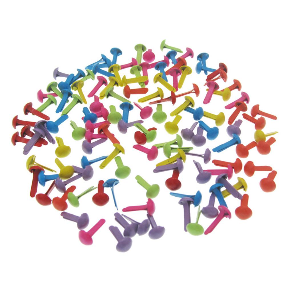 100Pcs Mini Round Colored Brads Assorted Pastel Shades Metal Two-Prong Brads for Scrapbooking DIY Crafts 8x20mm