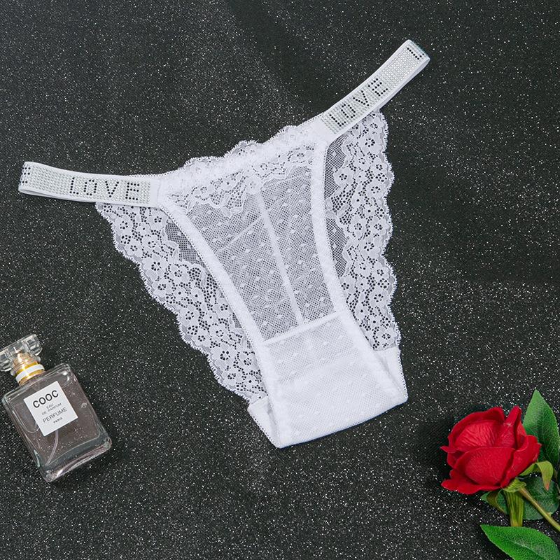 Горячие бриллиантовые сексуальные кружевные трусики-стринги с двойным поясом, бриллиантовые украшения, горячие простые дышащие полые легкие трусики-бикини
