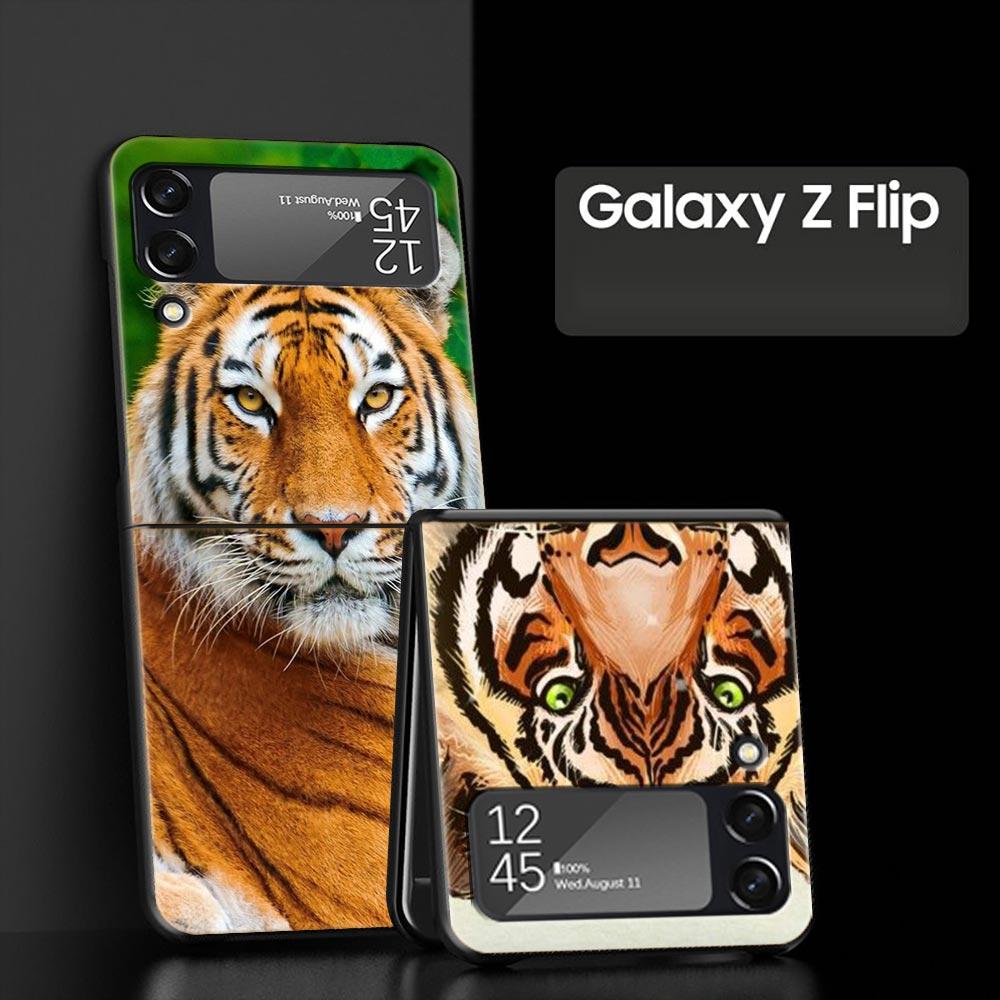 Чехол для телефона Z Flip 4 для Samsung Galaxy Z Flip 3 5G ZFlip3 Flip3 zflip Flip4 черный жесткий чехол для ПК тигр лев леопардовый чехол