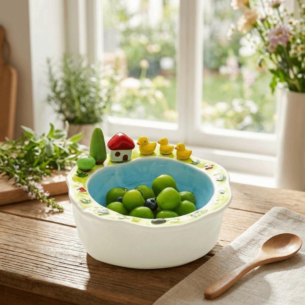 Ceramic Salad Plate Cartoon Fruit Storage Tray Cute Snack Plate  Kitchen