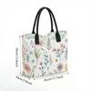  Floral Print Tote Bag Casual Stylish Large Capacity Daily Shopping Portable Handbag for Women