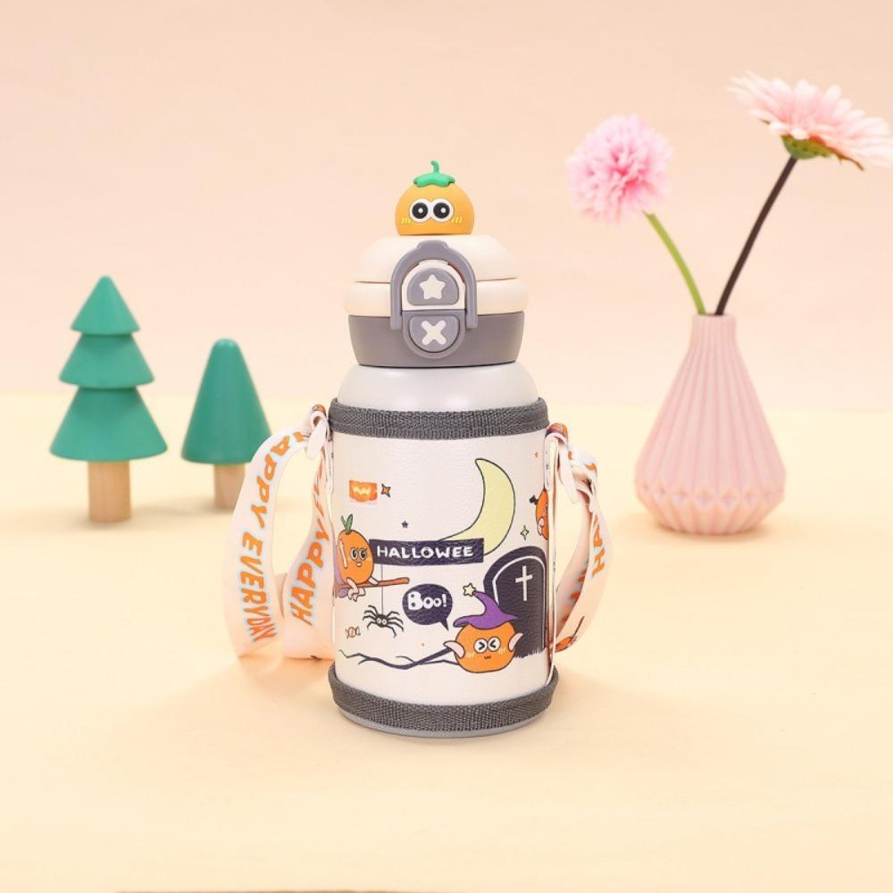 Pop-up Lid Children Thermal Cup 500ml Vacuum Mug Leakproof Insulated Cup  Student