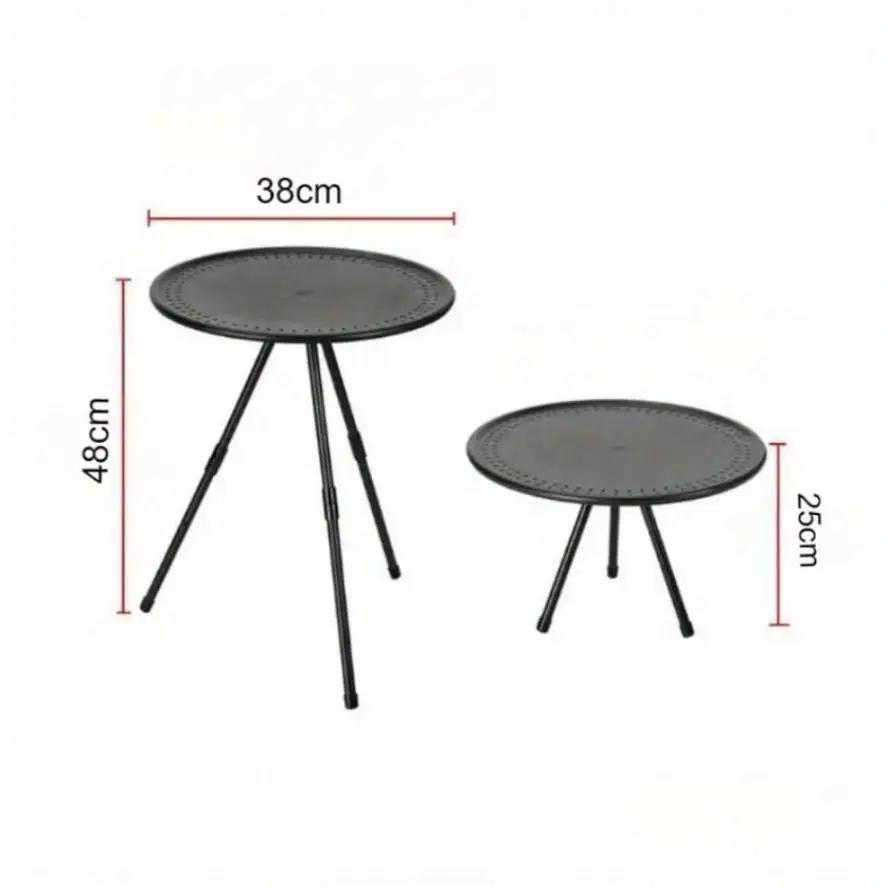 New 1 Pcs Portable Picnic Camping Adjustable Small Round Table Outdoor Aluminum Alloy Folding Table Suitable Outdoor Camp Tools