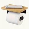 Black Loft Toilet Paper Holder Hanger with Bamboo Shelf Adhesive