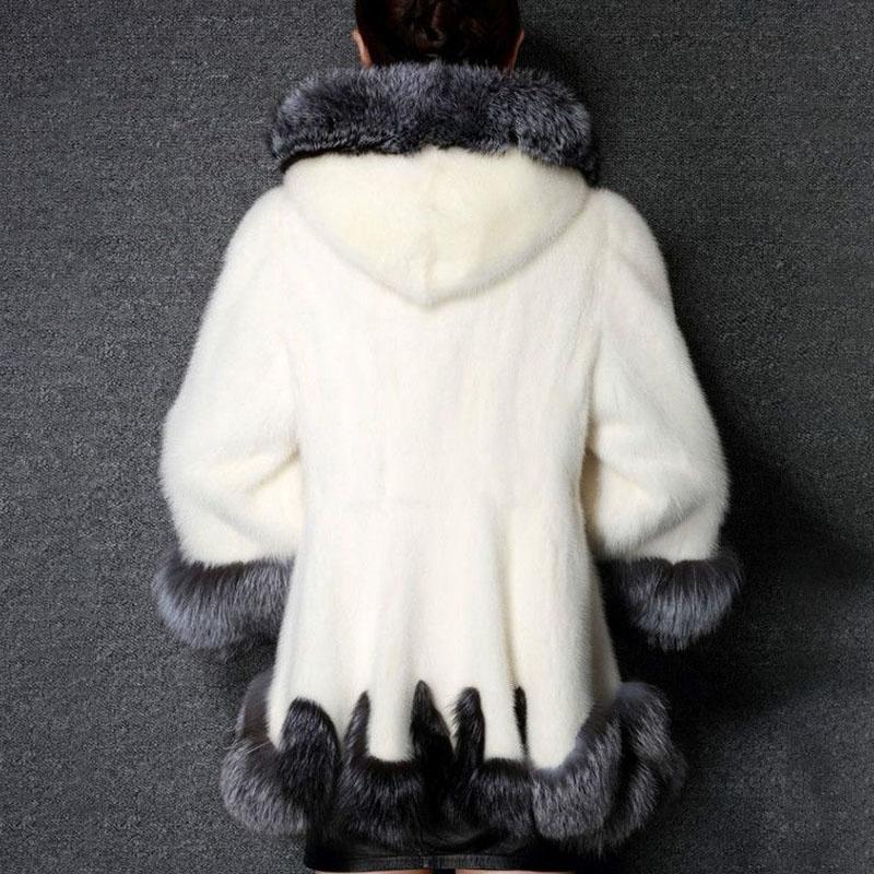 S-12XL Large Size Fluffy Coat Winter Thick Warm Faux Fur Coat Women's Hooded Long Sleeve Faux Fur Jacket Luxury Winter Fur Coat with Faux Fur Collar