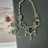 Korean Style Green Crystal Jewelry Set Multifunction Sparkling Necklace  Women