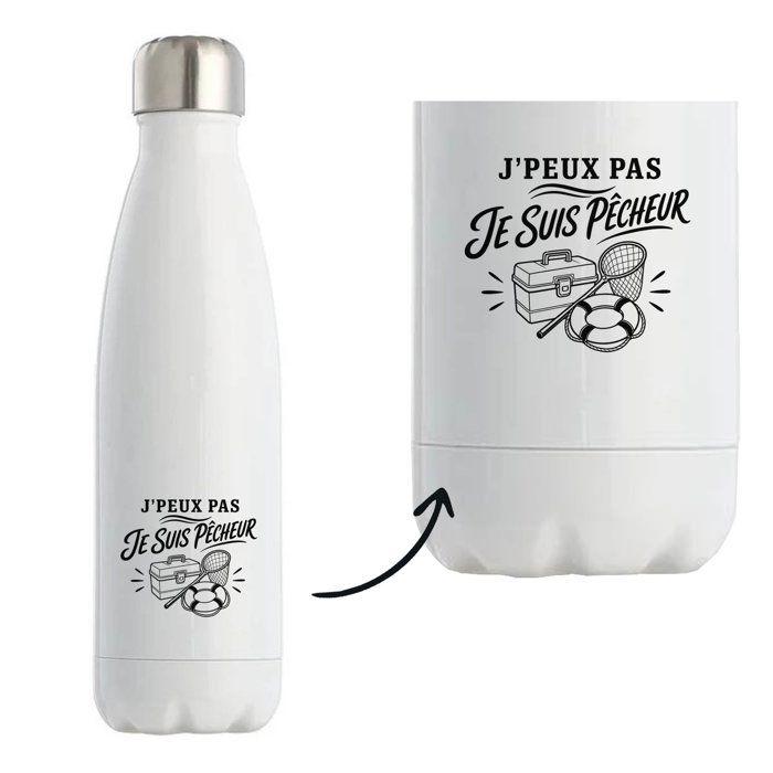 Gourde Isotherme J’peux pas je suis Pêcheur J'peux pas minimaliste | Bouteille Inox Double Paroi 500 ml Froid 24 h Chaud 12 h