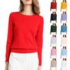 Women's Long Sleeved Knitted Sweater Round Neck Loose Thin Top