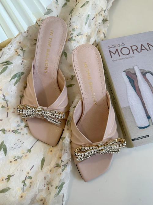 In The Balcony Yerina Square Pumps Pleated Detail Mules 6Cm