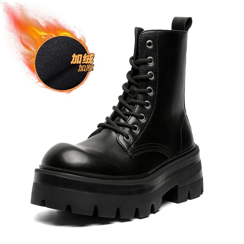 Ботинки Martin мужские на платформе с увеличенным голенищем, кожаные туфли дерби с большой головкой, мужские короткие ботинки средней высоты 7368-W