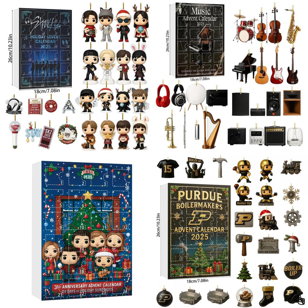 Рождественский адвент-календарь Stray Kids с 24 акриловыми украшениями для праздничного подарка