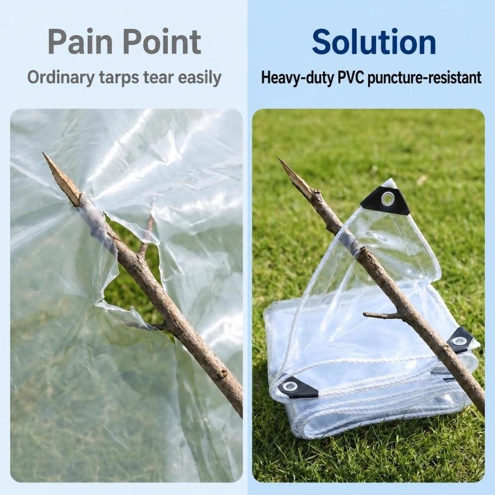 Thickened Transparent PVC Tarpaulin High-Transparency Garden Pergola Cover Succulent Plant Cover