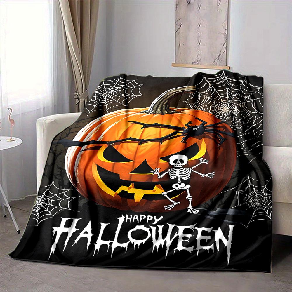 1pc Halloween Pumpkin Decorations Blanket Lightweight Blanket Throw Blanket For Sofa, Bed, Travel, Camping, Livingroom, Office, Couch, Chair yy2510100
