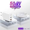 PD3.0 50W USB-C Super Fast Charger For Apple iPhone 11 13 12 Mini 14 Pro Max X XS XR 8 7 Plus Type C Lightning Charging Cable