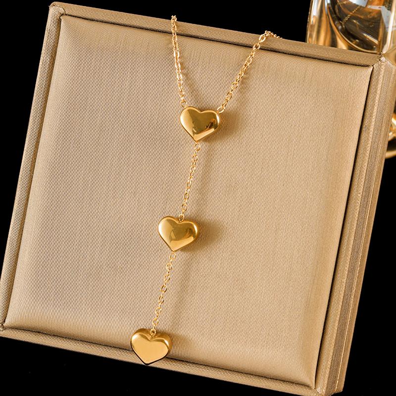 316L Stainless Steel Heart Love Pendant Necklace for Women Fashion New 18K Gold Plated Neck Chain Jewelry Collar Gift
