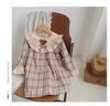 Милое клетчатое платье с плюшевым мишкой для девочек 2024: Длинный рукав с оборками для весны и осени